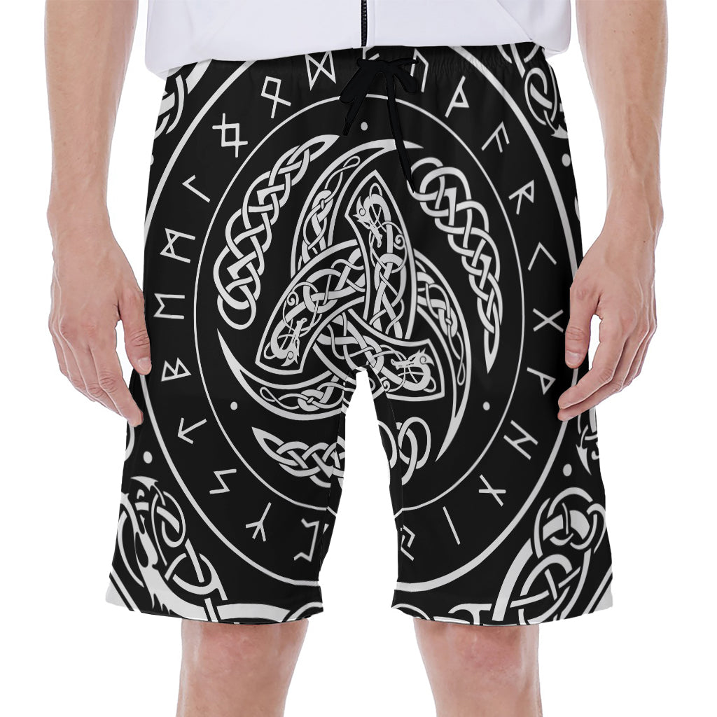 Viking Triple Horn Of Odin Print Men's Beach Shorts
