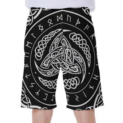 Viking Triple Horn Of Odin Print Men's Beach Shorts