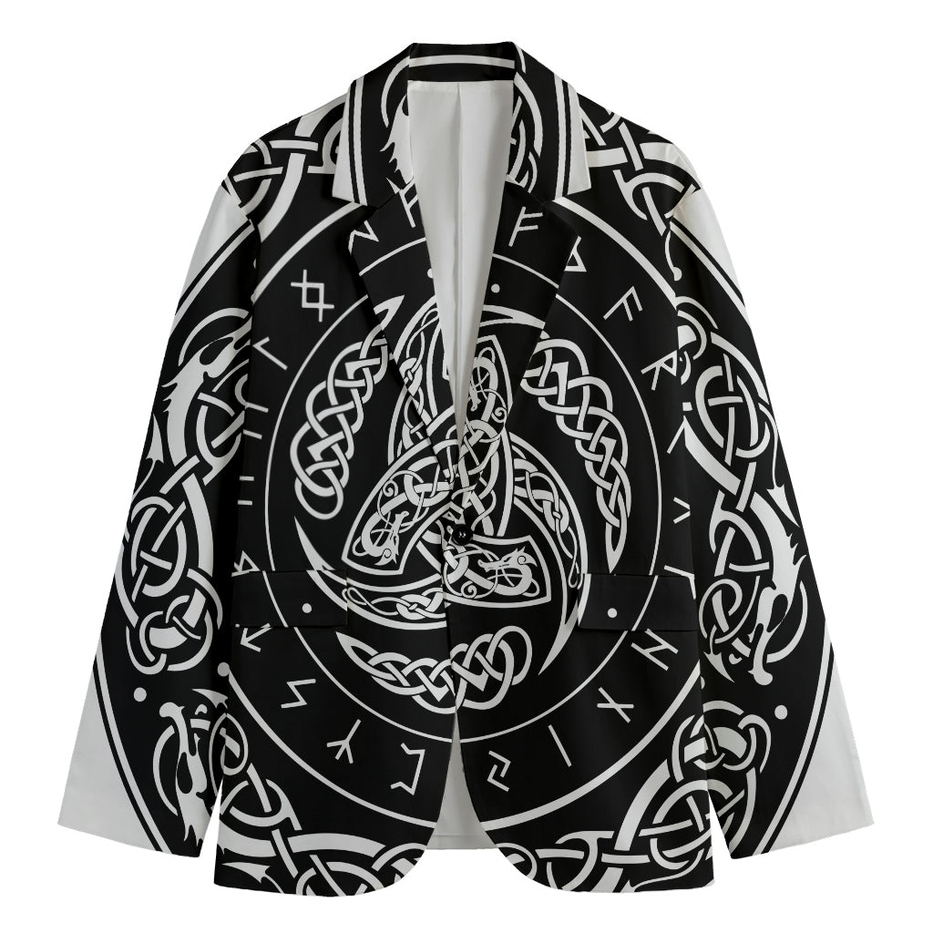Viking Triple Horn Of Odin Print Men's Blazer