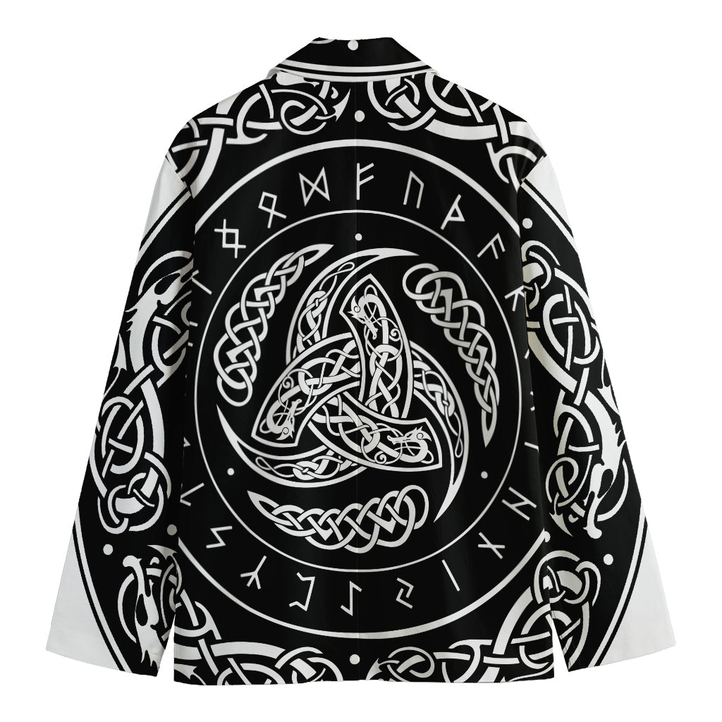 Viking Triple Horn Of Odin Print Men's Blazer