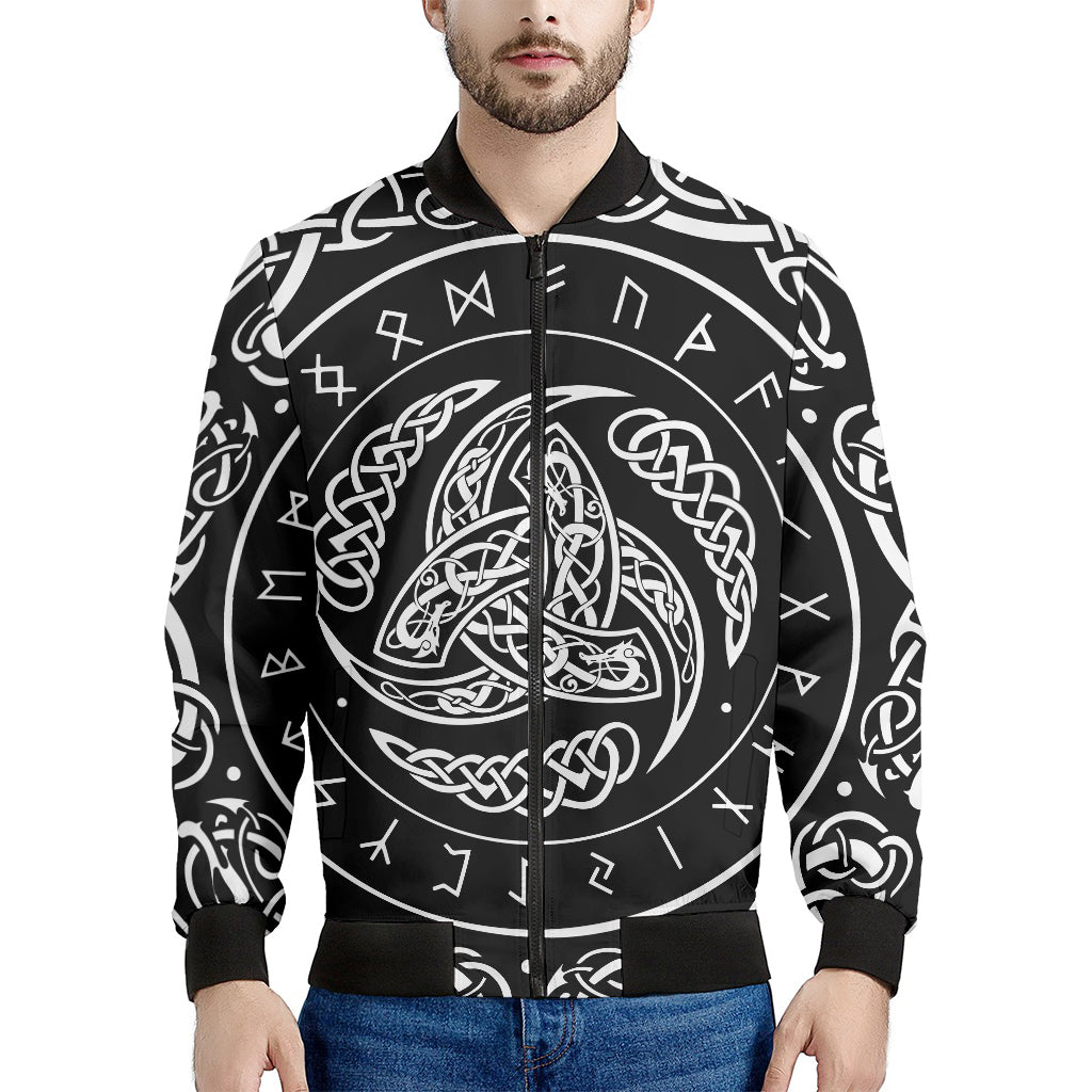 Viking Triple Horn Of Odin Print Men's Bomber Jacket