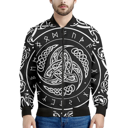 Viking Triple Horn Of Odin Print Men's Bomber Jacket