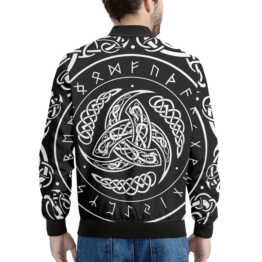 Viking Triple Horn Of Odin Print Men's Bomber Jacket