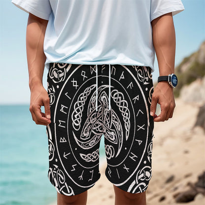 Viking Triple Horn Of Odin Print Men's Cargo Shorts