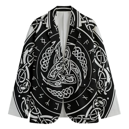 Viking Triple Horn Of Odin Print Men's Cotton Blazer
