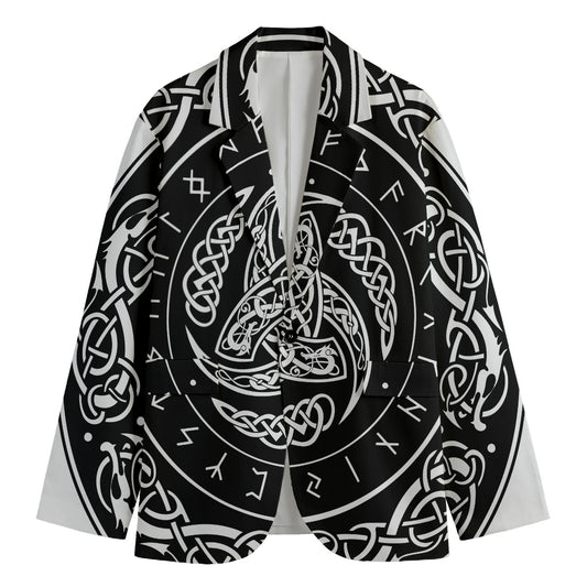 Viking Triple Horn Of Odin Print Men's Cotton Blazer