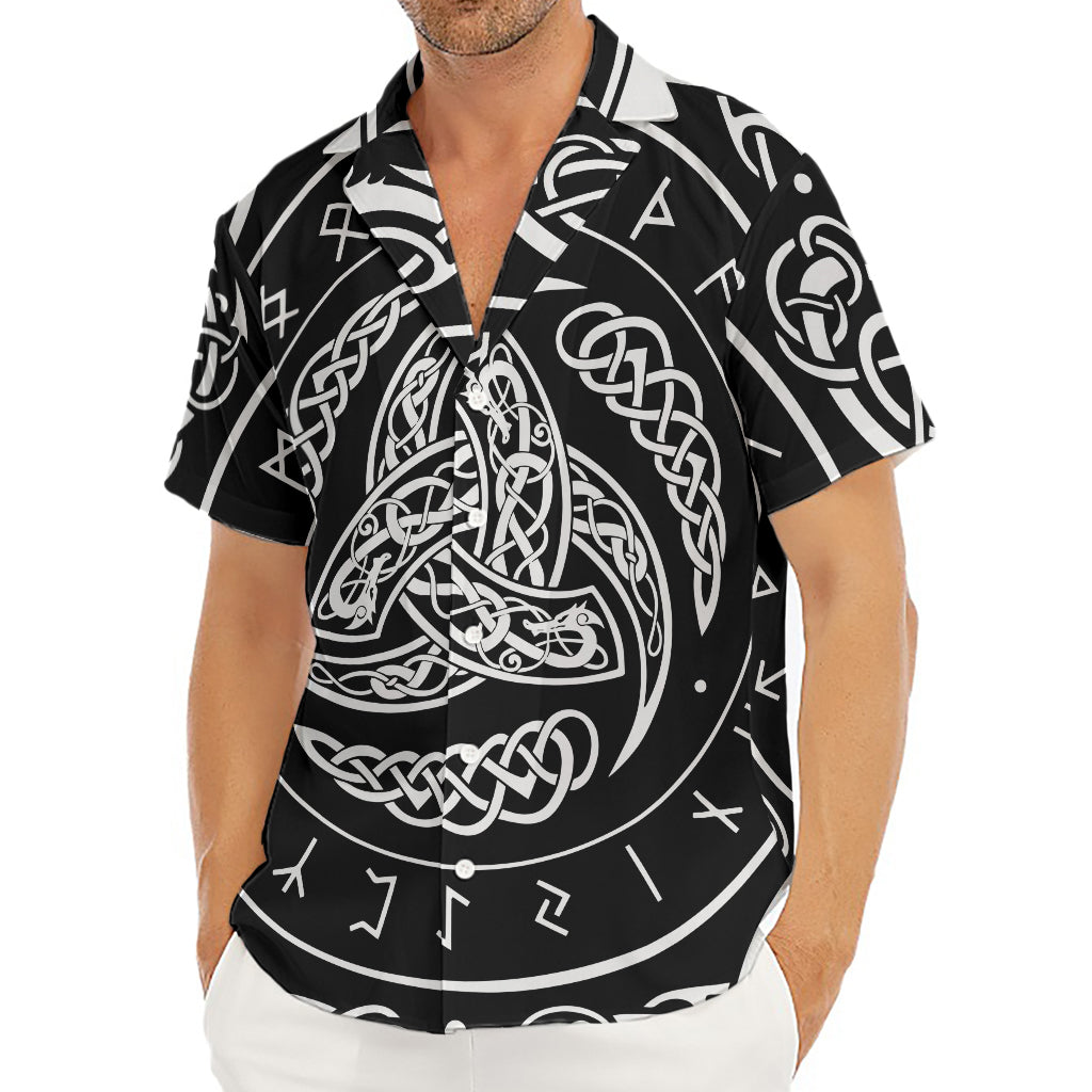 Viking Triple Horn Of Odin Print Men's Deep V-Neck Shirt