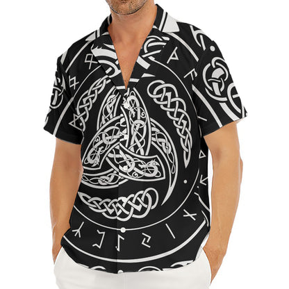 Viking Triple Horn Of Odin Print Men's Deep V-Neck Shirt