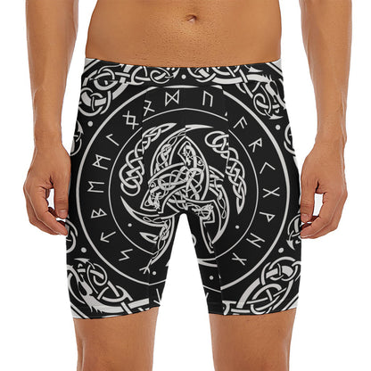 Viking Triple Horn Of Odin Print Men's Long Boxer Briefs