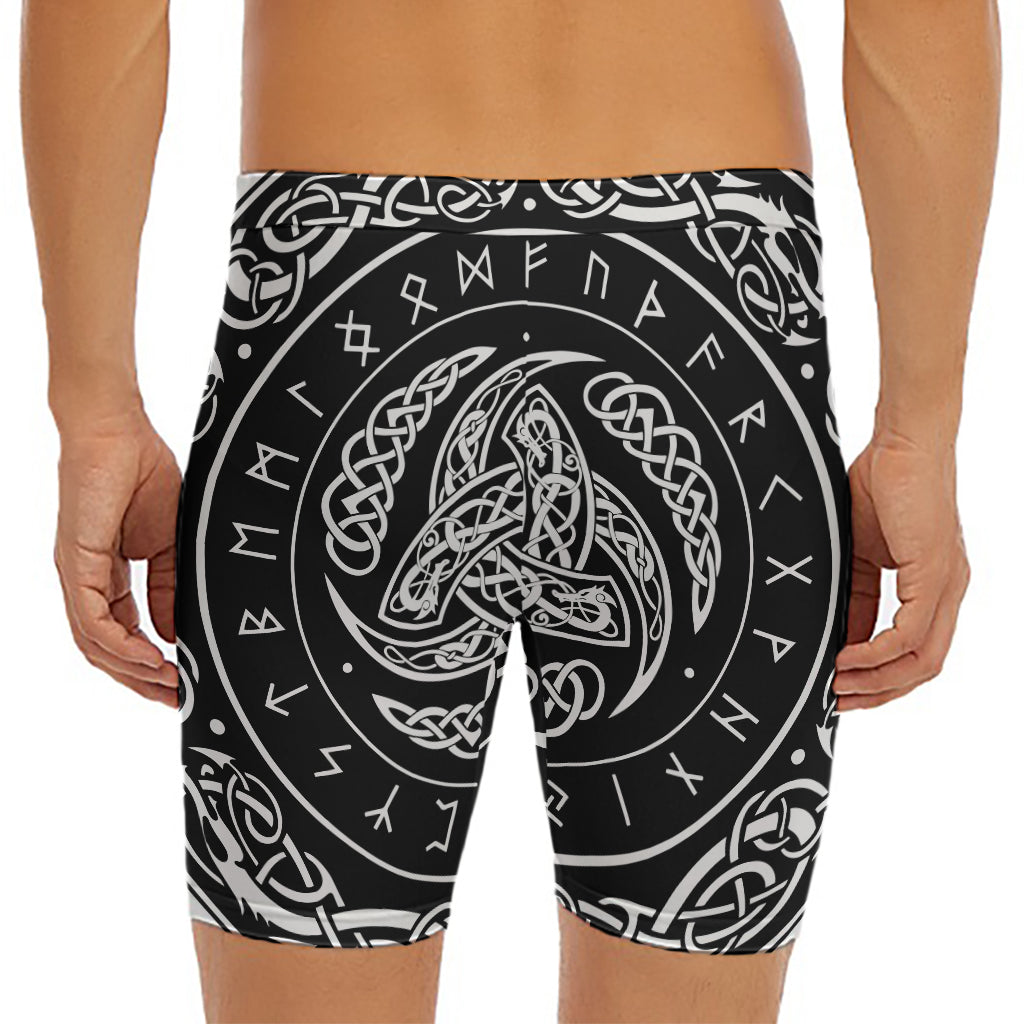 Viking Triple Horn Of Odin Print Men's Long Boxer Briefs