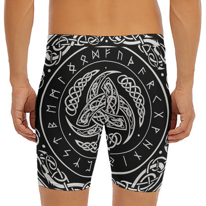 Viking Triple Horn Of Odin Print Men's Long Boxer Briefs