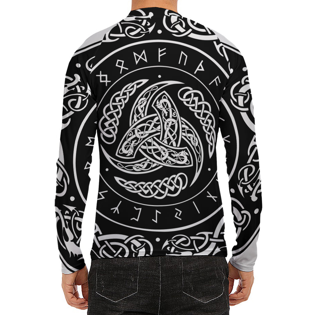 Viking Triple Horn Of Odin Print Men's Long Sleeve Rash Guard