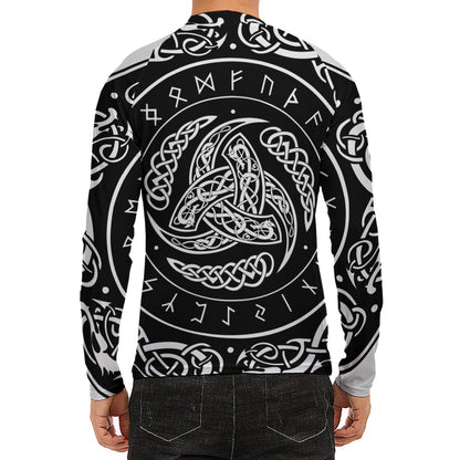 Viking Triple Horn Of Odin Print Men's Long Sleeve Rash Guard
