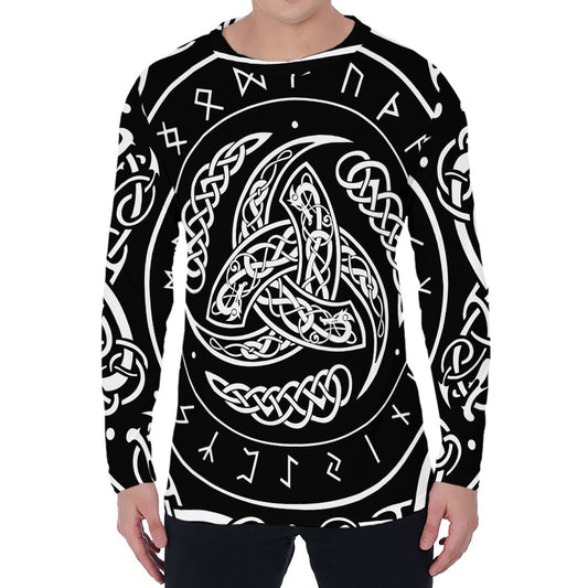 Viking Triple Horn Of Odin Print Men's Long Sleeve T-Shirt