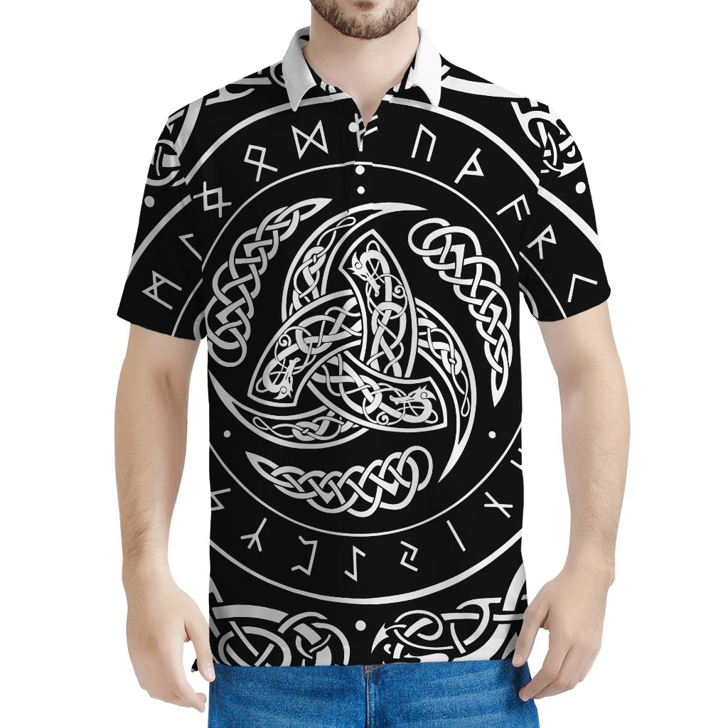 Viking Triple Horn Of Odin Print Men's Polo Shirt