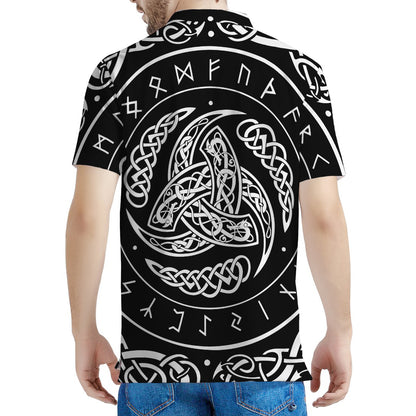 Viking Triple Horn Of Odin Print Men's Polo Shirt
