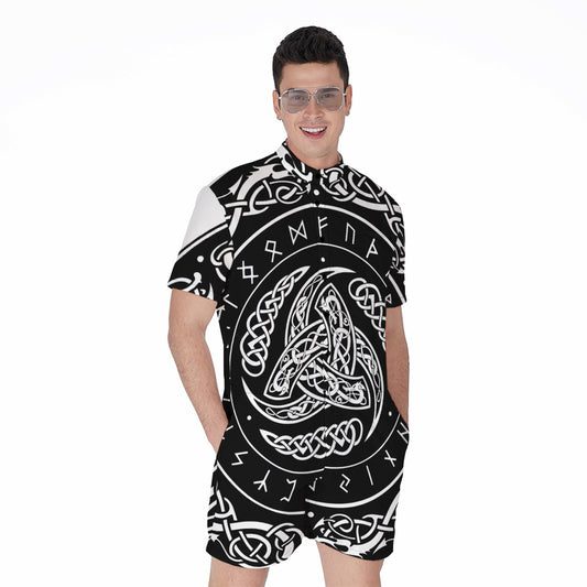 Viking Triple Horn Of Odin Print Men's Rompers