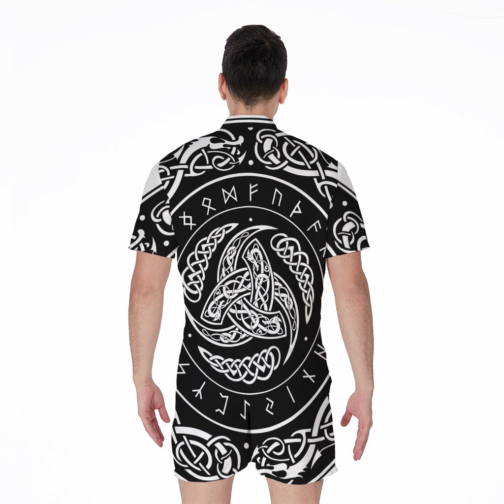Viking Triple Horn Of Odin Print Men's Rompers