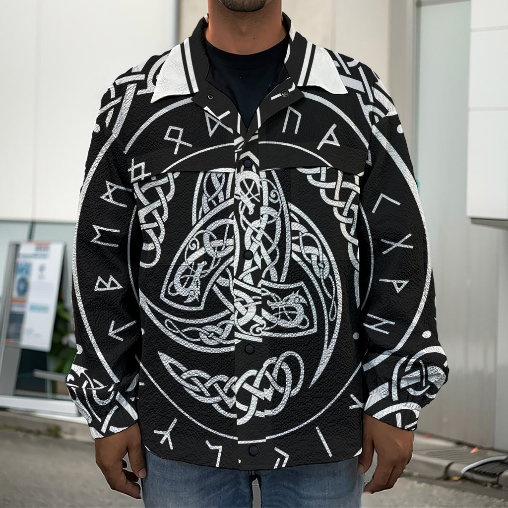 Viking Triple Horn Of Odin Print Men's Shirt Jacket