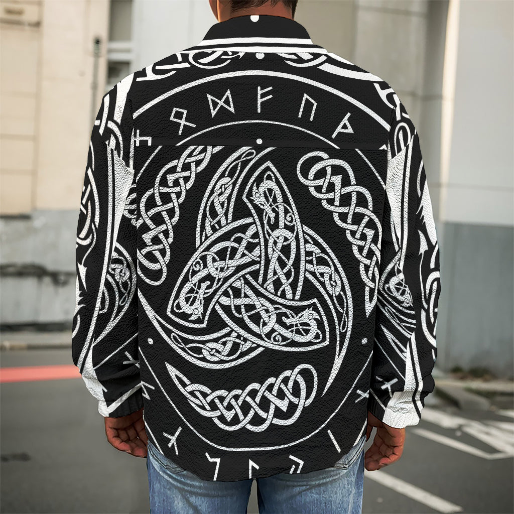 Viking Triple Horn Of Odin Print Men's Shirt Jacket