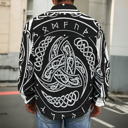 Viking Triple Horn Of Odin Print Men's Shirt Jacket