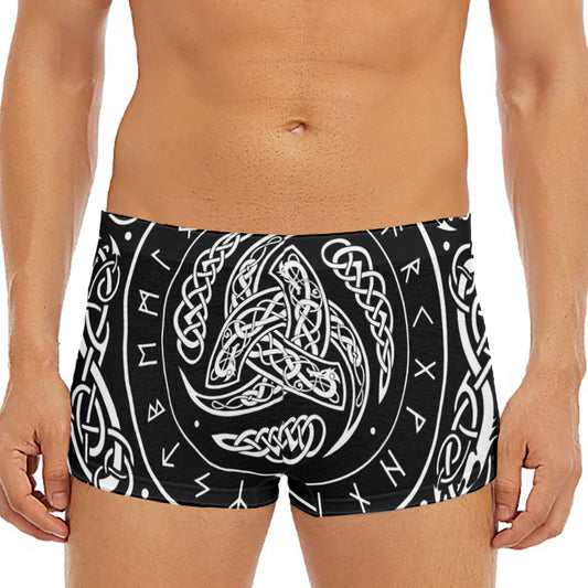 Viking Triple Horn Of Odin Print Men's Short Boxer Briefs