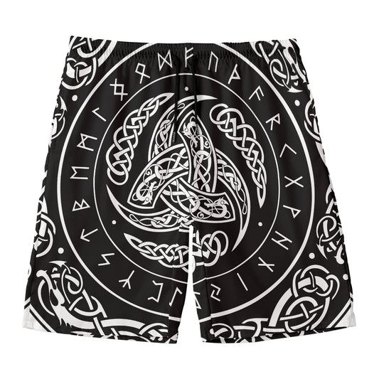 Viking Triple Horn Of Odin Print Men's Swim Trunks