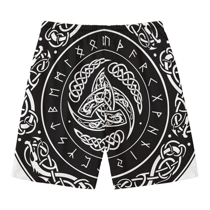 Viking Triple Horn Of Odin Print Men's Swim Trunks