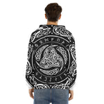 Viking Triple Horn Of Odin Print Men's Velvet Pullover Hoodie