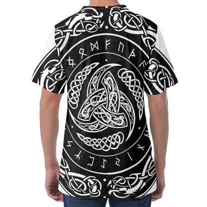 Viking Triple Horn Of Odin Print Men's Velvet T-Shirt