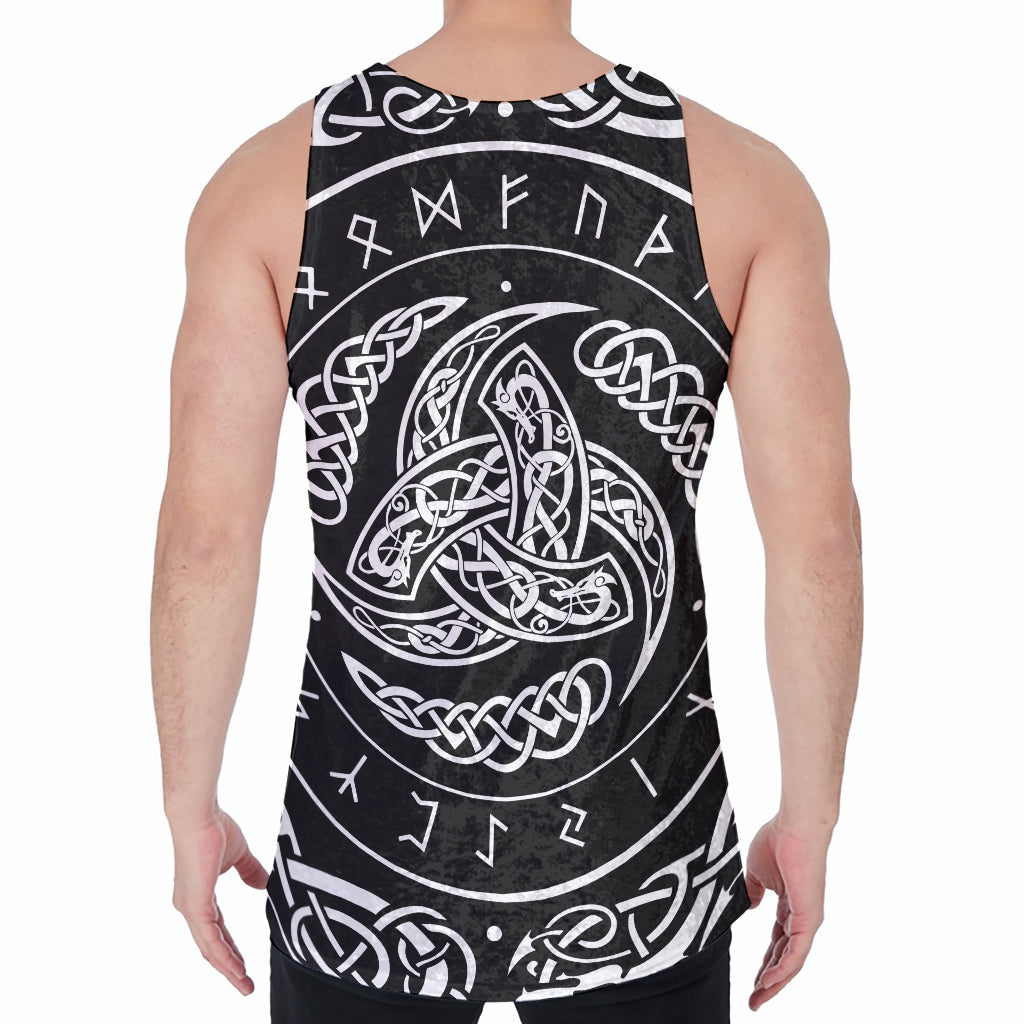 Viking Triple Horn Of Odin Print Men's Velvet Tank Top