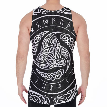 Viking Triple Horn Of Odin Print Men's Velvet Tank Top