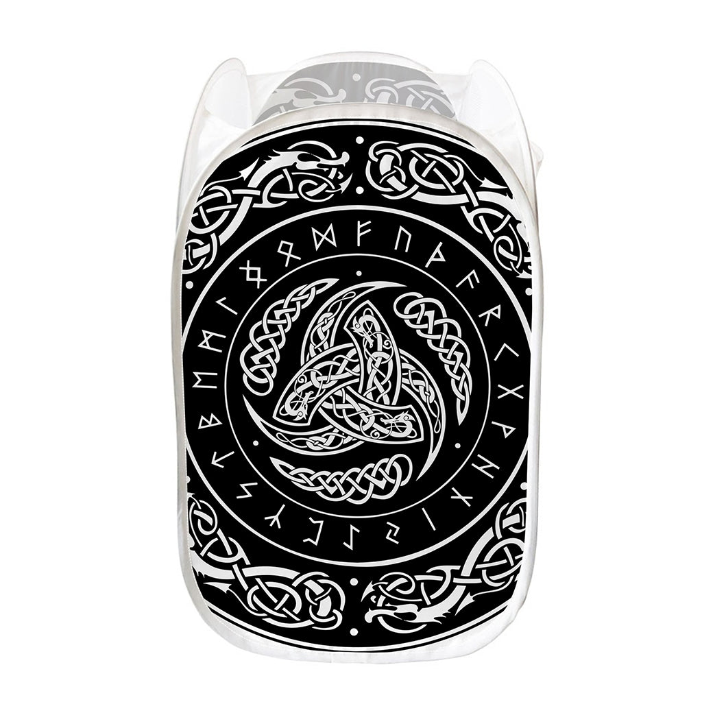 Viking Triple Horn Of Odin Print Mesh Laundry Hamper