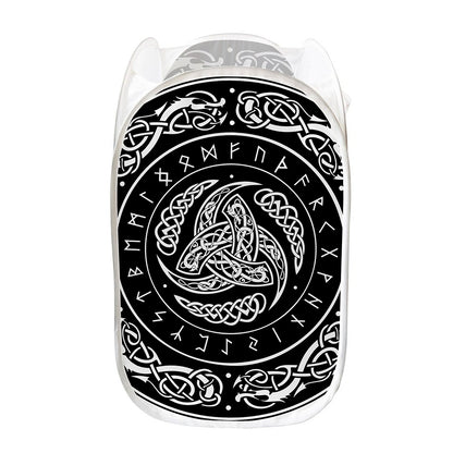 Viking Triple Horn Of Odin Print Mesh Laundry Hamper