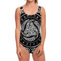 Viking Triple Horn Of Odin Print One Piece Swimsuit