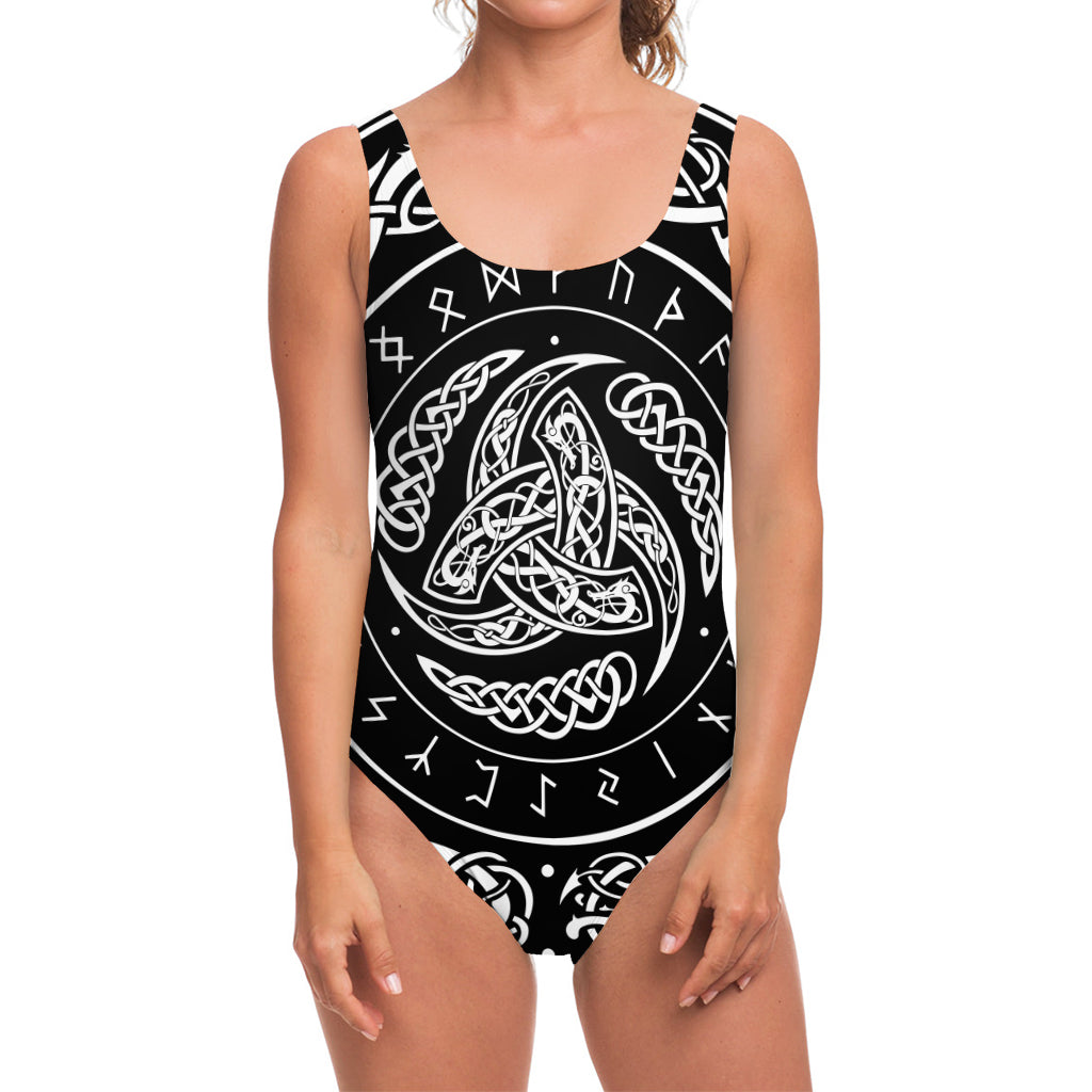 Viking Triple Horn Of Odin Print One Piece Swimsuit