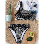 Viking Triple Horn Of Odin Print One Shoulder Bikini Top