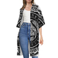 Viking Triple Horn Of Odin Print Open Front Beach Cover Up