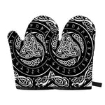 Viking Triple Horn Of Odin Print Oven Mitts