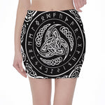 Viking Triple Horn Of Odin Print Pencil Mini Skirt