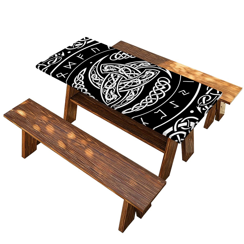 Viking Triple Horn Of Odin Print Picnic Table Cover