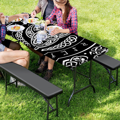 Viking Triple Horn Of Odin Print Picnic Table Cover