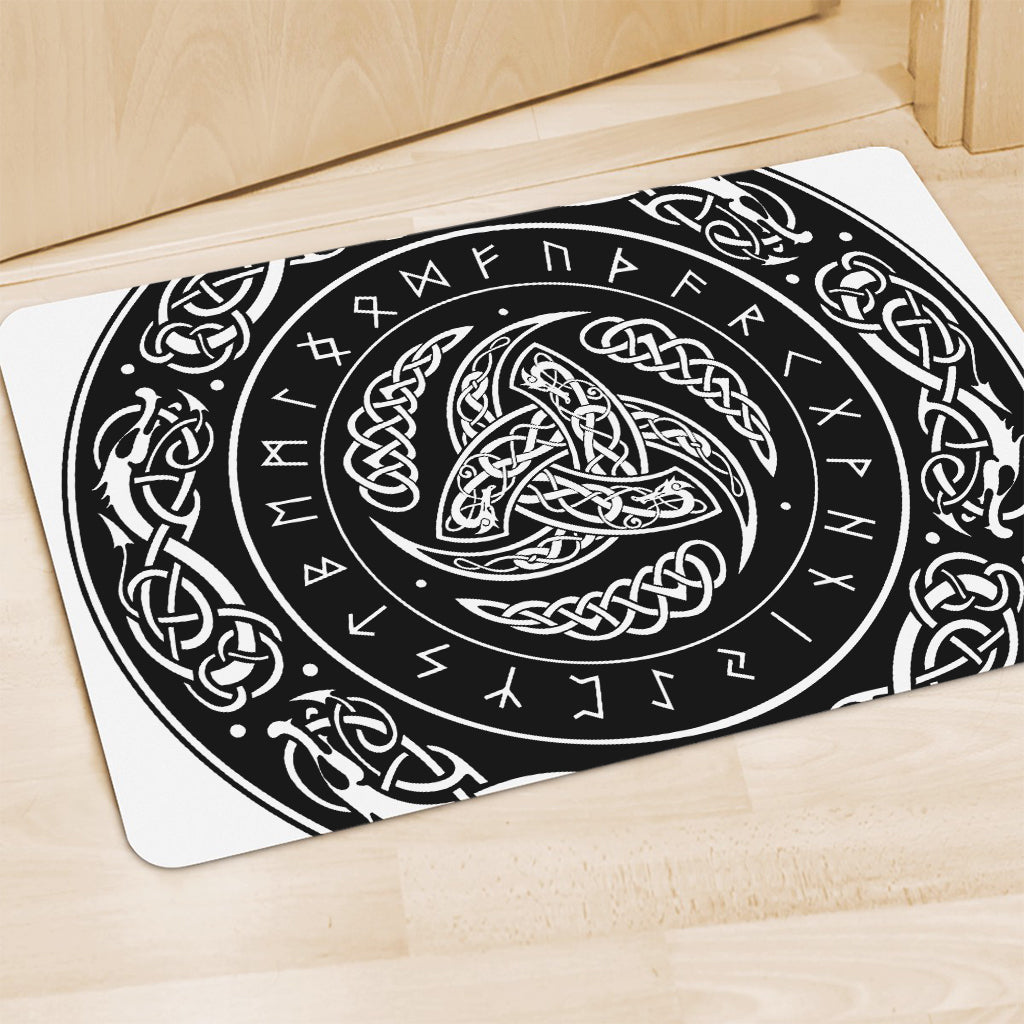 Viking Triple Horn Of Odin Print Polyester Doormat