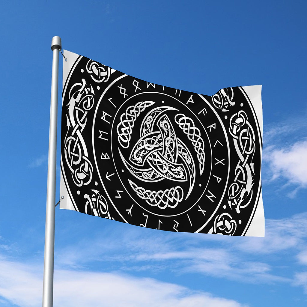 Viking Triple Horn Of Odin Print Polyester Flag