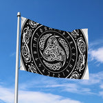 Viking Triple Horn Of Odin Print Polyester Flag