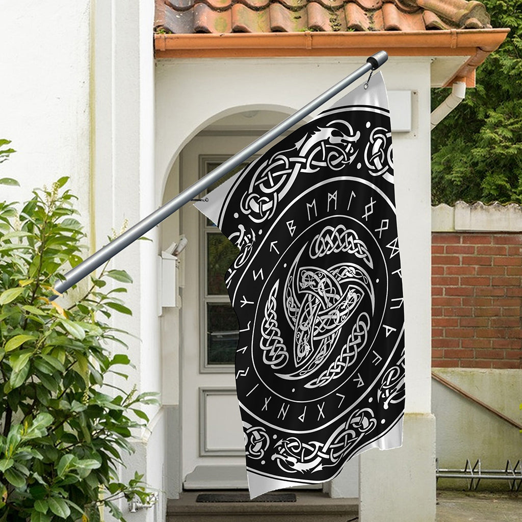 Viking Triple Horn Of Odin Print Polyester Flag