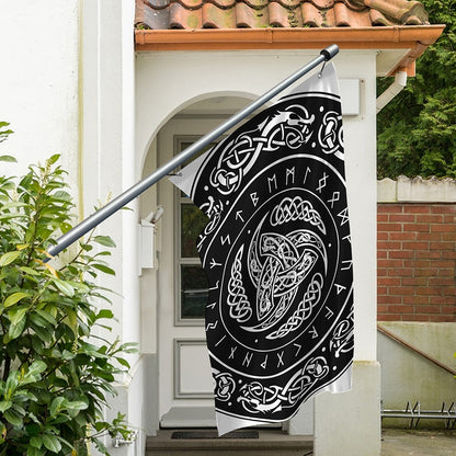 Viking Triple Horn Of Odin Print Polyester Flag