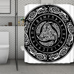 Viking Triple Horn Of Odin Print Polyester Shower Curtain