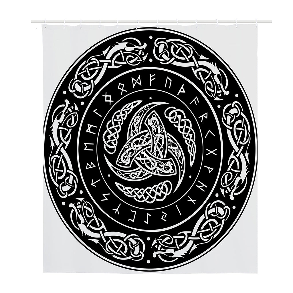 Viking Triple Horn Of Odin Print Polyester Shower Curtain