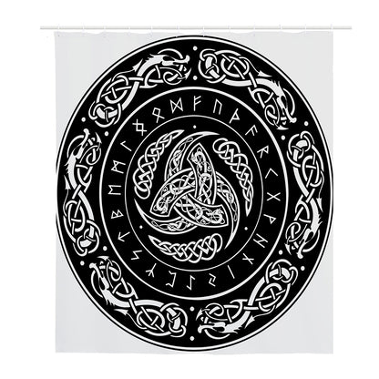 Viking Triple Horn Of Odin Print Polyester Shower Curtain